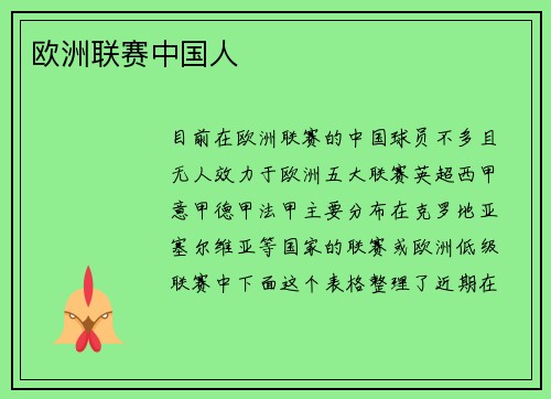 欧洲联赛中国人